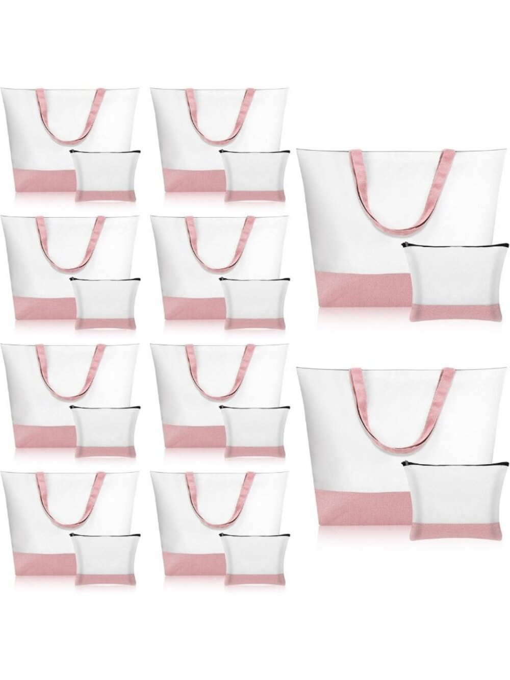 20 Pink Blank Canvas Tote & Makeup Bags - Versatile, Stylish, Perfect for Gifts